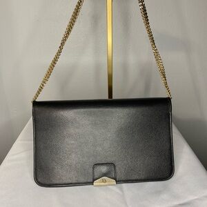 Dior Vintage Black Leather Chain Convertible Shoulder Crossbody Bag